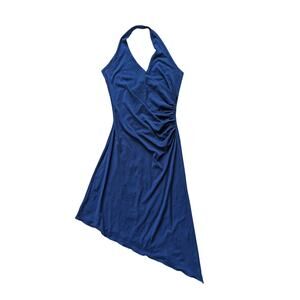 Y2K Lipstick Babydoll Dress Womens S Blue Sparkly Asymmetric Hem Fairy Goth